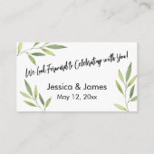 RSVPタイポグラフィ緑の葉の結婚挿入カード エンクロージャーカード (裏面)