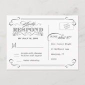 RSVPタンデム自転車で2のChalkboard応答 インビテーションポストカード (裏面)