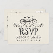 RSVPタンデム自転車で2枚の返信はがき インビテーションポストカード (正面/裏面)