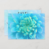 RSVPターコイズブルーダリアフラワーインウォーター 出欠カード (正面/裏面)