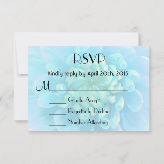 RSVPターコイズブルーダリアフラワーインウォーター 出欠カード (裏面)
