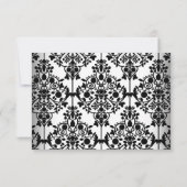 RSVPダマスクバースデーパーティー金ゴールド白黒フローラ 出欠カード (裏面)