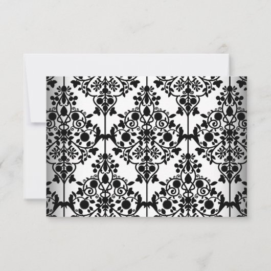 RSVPダマスクバースデーパーティー金ゴールド白黒フローラ 出欠カード (裏面)