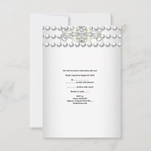 RSVPティアラシルバーホワイトパールダイヤモンド 出欠カード (裏面)