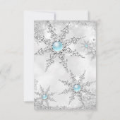 RSVPティール（緑がかった色）ブルーウィンターワンダーランド誕生日 出欠カード (裏面)