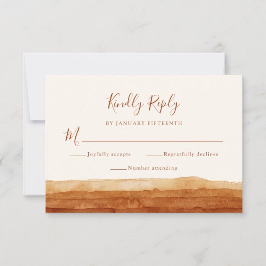 RSVPテラコッタ抽象芸術砂漠結婚ズ 出欠カード (正面)