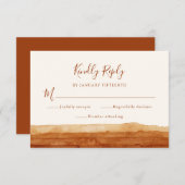 RSVPテラコッタ抽象芸術砂漠結婚ズ 出欠カード (正面/裏面)