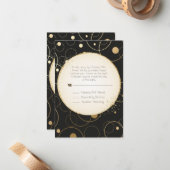 RSVPディナエレガントーチョイス金ゴールドスパークルブラック ノートカード (正面/裏面インサイチュ)