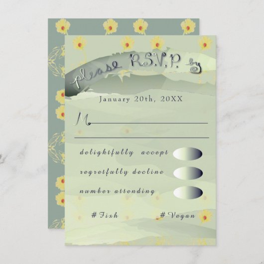 RSVPデイジーとグレーエンクロージャ エンクロージャーカード (正面/裏面)