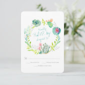 Rsvpデザッ素朴トサボサボサボフラワーウッドウォーター色 出欠カード (スタンド正面)