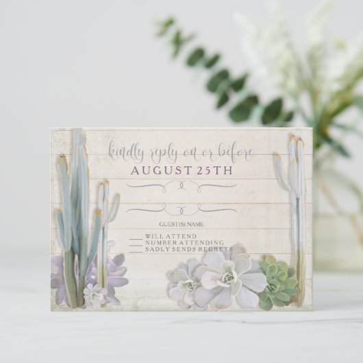 RSVPデザートカボスサキュリーモダンタイポグラフィ 出欠カード (スタンド正面)