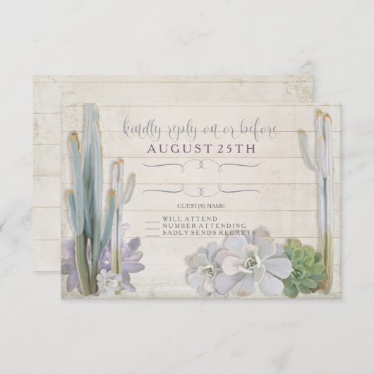 RSVPデザートカボスサキュリーモダンタイポグラフィ 出欠カード (正面/裏面)