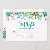 RSVPトロピカルフラワーズ&モダンタイポグラフィ 招待状 (正面/裏面)