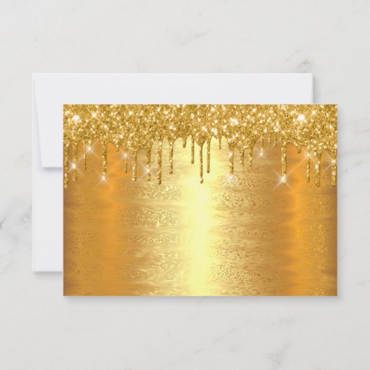 RSVPドリップス金ゴールドス結婚パークの記念日ルクス 出欠カード (裏面)