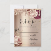 RSVPドリップス ウェディング マルサラ フラワーズ ローズ 出欠カード (正面)