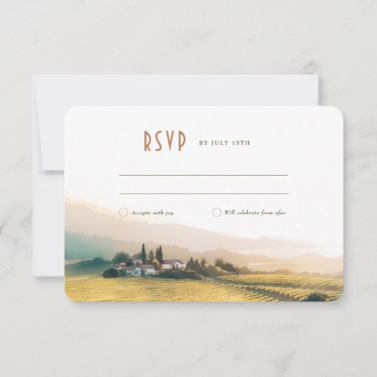 RSVPナパバレーウォーターカラーヴィンヤーズ結婚ズ 招待状 (正面)