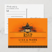 RSVPハロウィンオレンジ&ブラックラブメニューの選択 インビテーションポストカード (正面/裏面)