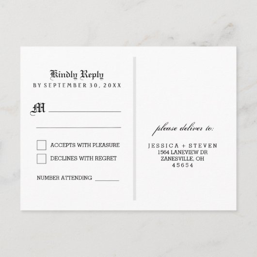 RSVPハロウィーンはっきりしたオレンジブラック結婚のポストカード インビテーションポストカード (裏面)