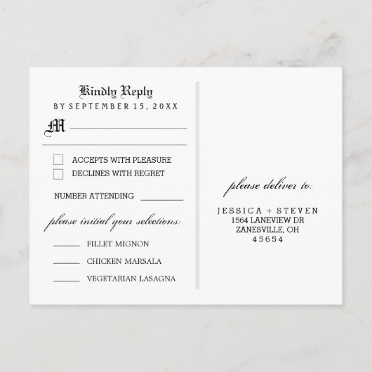 RSVPハロウィーン結婚ゴシックMENU PostCard インビテーションポストカード (裏面)