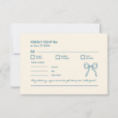 RSVPハンドド書ルアートボウフレームブルー ノートカード (正面)