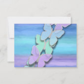 RSVPバタフライターコイズパープルウォーター色 招待状 (正面)