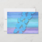 RSVPバタフライターコイズパープルウォーター色 招待状 (正面)