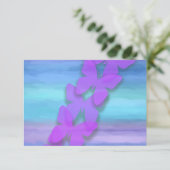 RSVPバタフライターコイズパープルウォーター色 招待状 (スタンド正面)