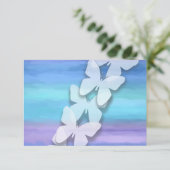 RSVPバタフライターコイズパープルウォーター色 招待状 (スタンド正面)