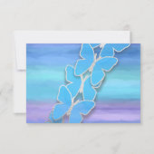 RSVPバタフライターコイズパープルウォーター色 招待状 (正面)