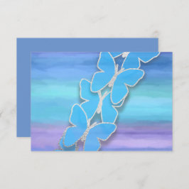 RSVPバタフライターコイズパープルウォーター色 招待状