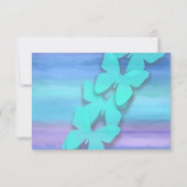 RSVPバタフライターコイズパープルウォーター色 招待状 (正面)