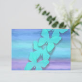 RSVPバタフライターコイズパープルウォーター色 招待状 (スタンド正面)