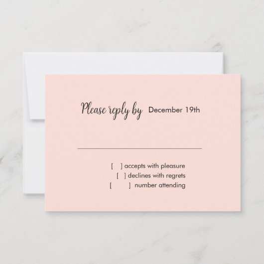 RSVPバタフライピンクグリーンピーチウォーター色 招待状 (裏面)