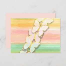 RSVPバタフライピンクグリーンピーチウォーター色 招待状