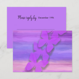 RSVPバタフライピンクパープルウォーター色 招待状