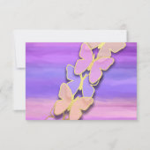RSVPバタフライピンクパープルウォーター色 招待状 (正面)