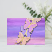 RSVPバタフライピンクパープルウォーター色 招待状 (スタンド正面)