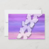 RSVPバタフライピンクパープルウォーター色 招待状 (正面)