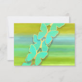 RSVPバタフライブルーグリーンイエローウォーター色 招待状 (正面)