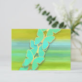 RSVPバタフライブルーグリーンイエローウォーター色 招待状 (スタンド正面)