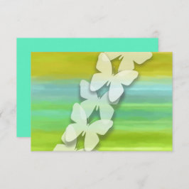 RSVPバタフライブルーグリーンイエローウォーター色 招待状