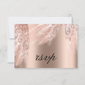 RSVPバラウェディングリッターブライダルシャワーブラックドレス 出欠カード (裏面)