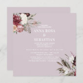 *~* RSVPバラフローラBurgandy AR15 +結婚s 招待状 (正面/裏面)