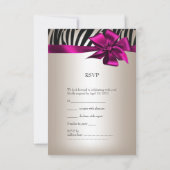 RSVPバースデーパーティーゼブラホワイトクリームブラックピンク 出欠カード (裏面)
