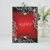 RSVPバースデーパーティーブラックブライト深いレッドビッグ 出欠カード (スタンド正面)
