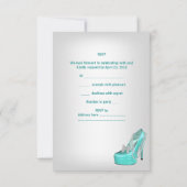 RSVPバースデーパーティーホワイトティール（緑がかった色）マルティニパールシューズ 招待状 (裏面)