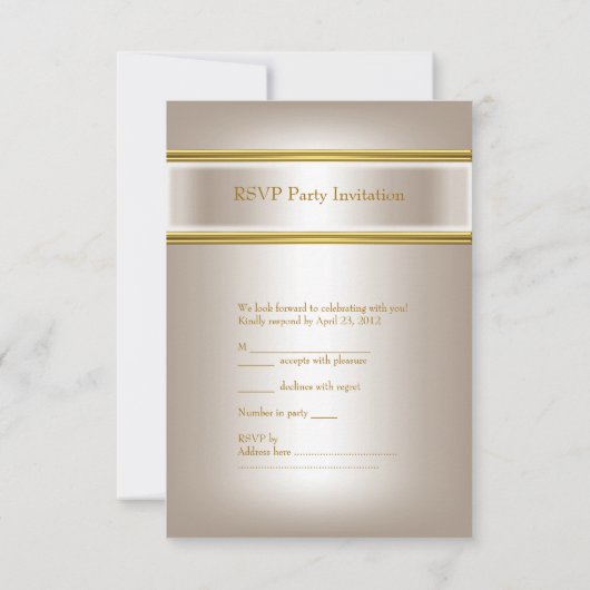 RSVPバースデーパーティー金ゴールドホワイトクリームシャンデリア2 出欠カード (裏面)