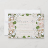 RSVPバーン素朴フローラリース赤面ピンクローズ 出欠カード (正面)