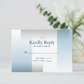 RSVPバー(ユダヤ教の)バル・ミツバーモダンシルバーブルージオメトリック 出欠カード (スタンド正面)