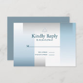 RSVPバー(ユダヤ教の)バル・ミツバーモダンシルバーブルージオメトリック 出欠カード (正面/裏面)